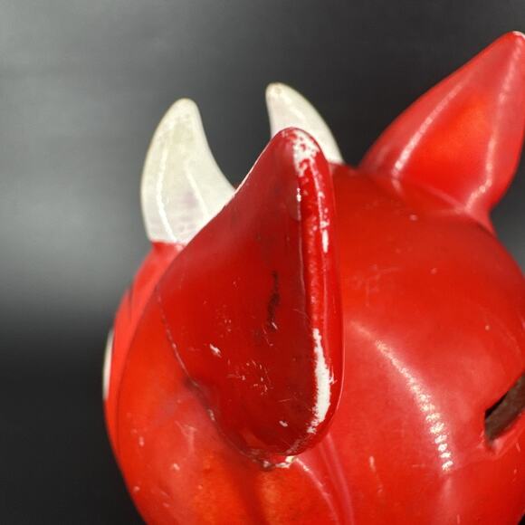 Vintage Li'l Devil Ceramic Coin Piggy Bank w/Stopper MCM Kitschy Style REPAIR - Picture 6 of 16